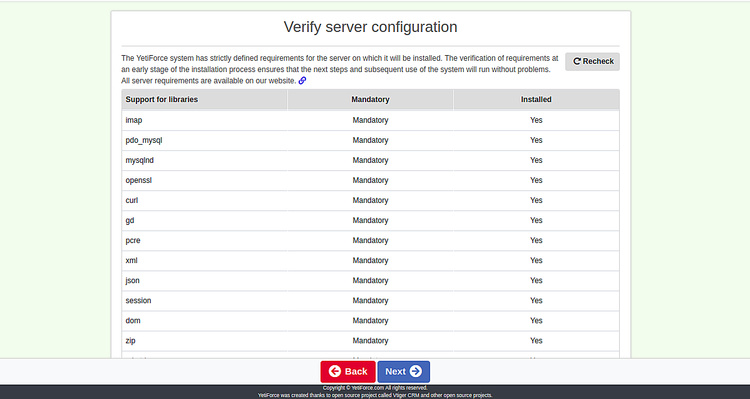Verificar la configuración del servidor